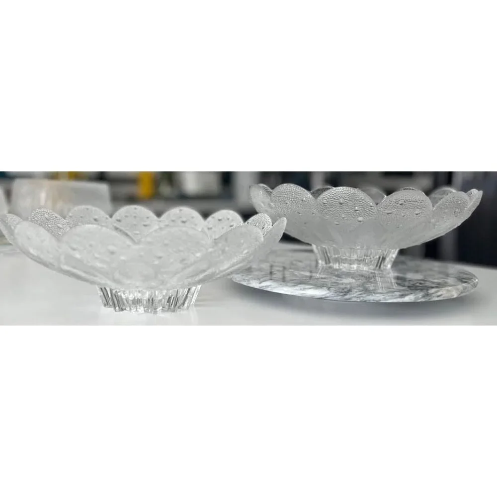 Vintage 1980s Lausitzer Germany Leaded 10” MEDIA Crystal Footed Bowls-Set of 2
